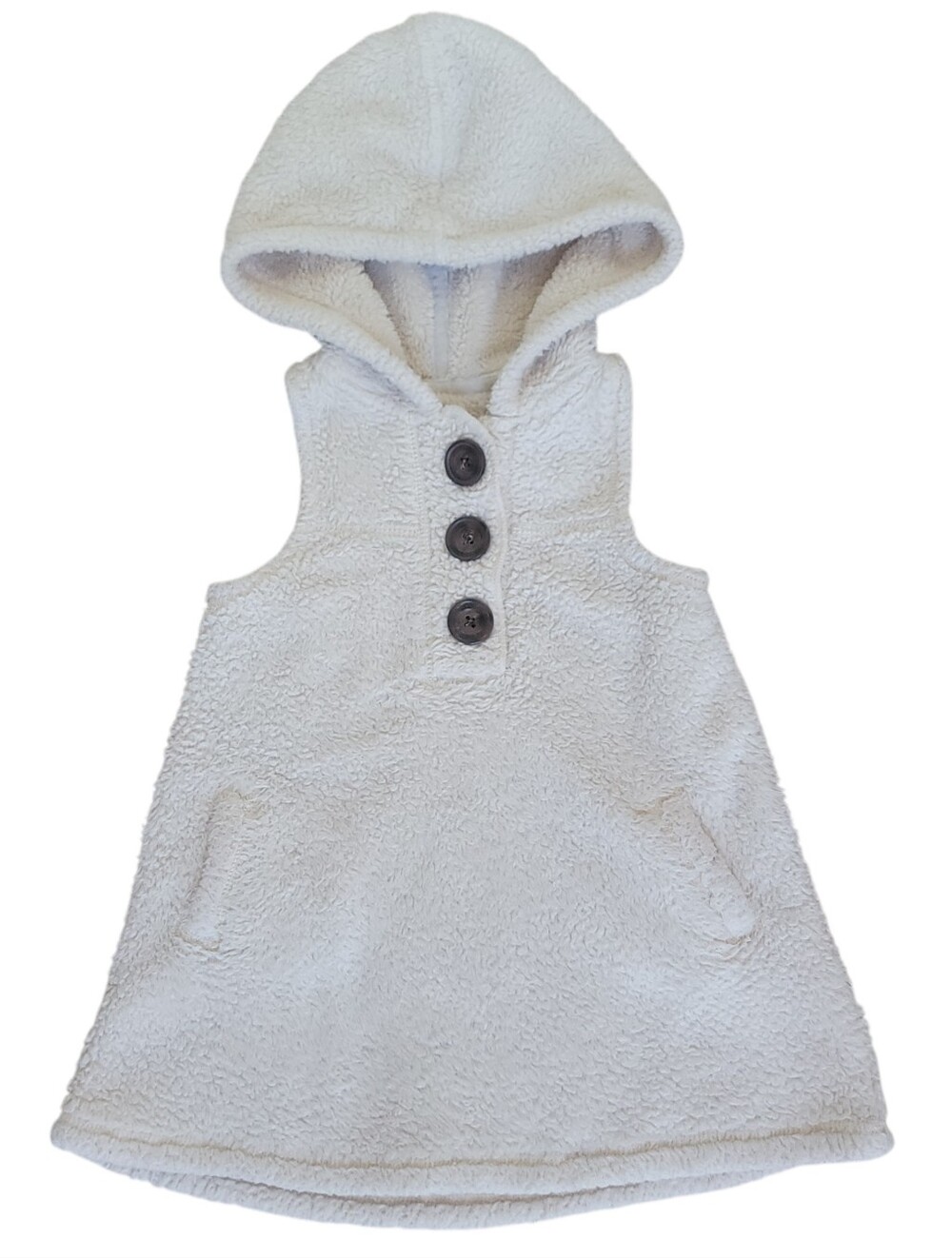 Baby GAP Girls Hooded Sherpa Sleeveless Tunic Vest White Cream 2T Cozy Jacket